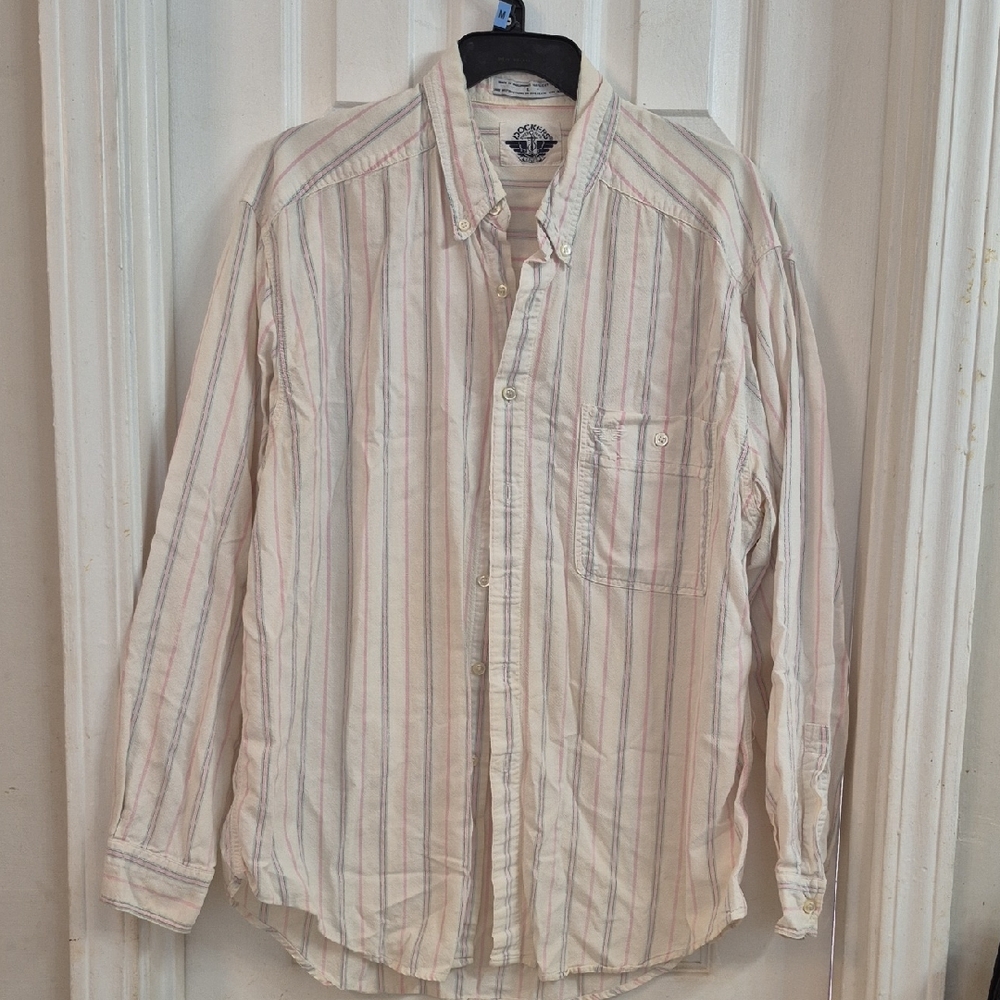 Dockers Cream and Pink Striped Button-Down Shirt